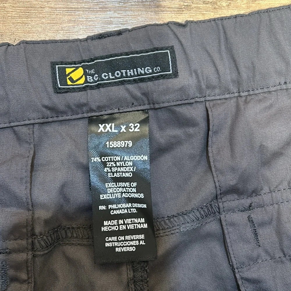 B.C CLOTHING MENS CONVERTIBLE CARGO HIKING SHORTS & PANTS GREY SIZE XXL X32 NEW - Picture 11 of 11